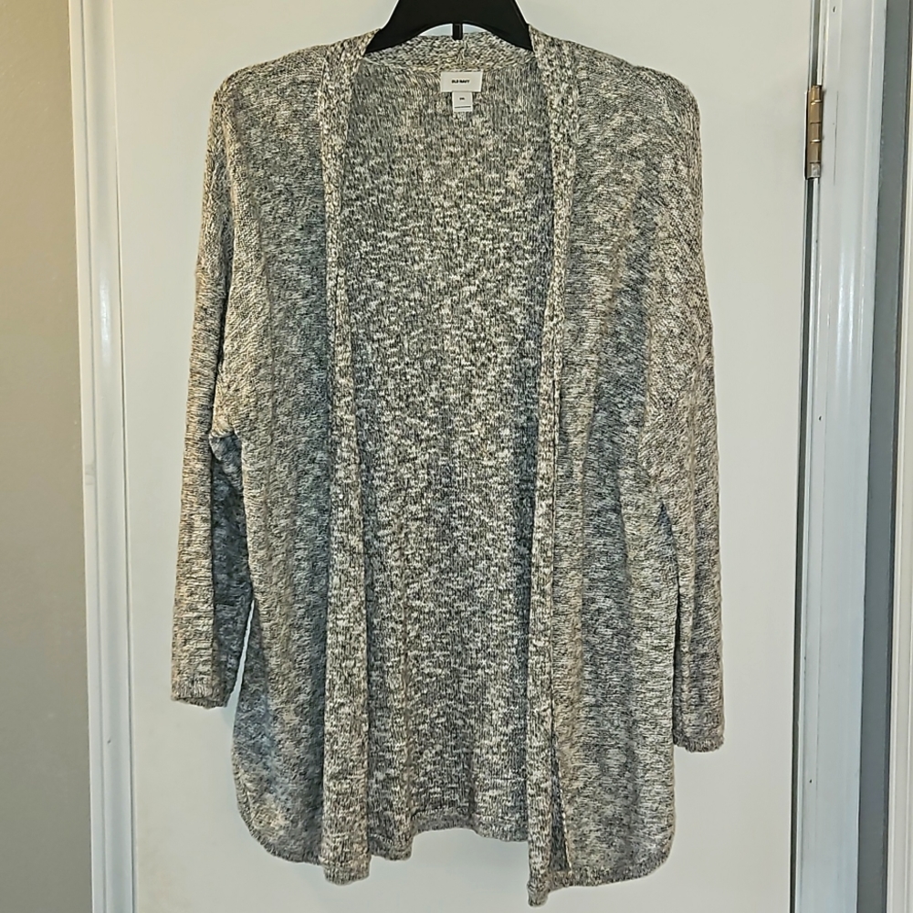Old Navy Curved Hem Open Front Cardigan Sweater, XXL, Marled Gray